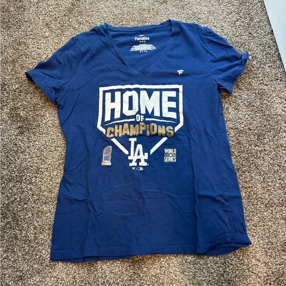 Fanatics Blue V-Neck Graphic T-Shirt - Picture 1 of 2